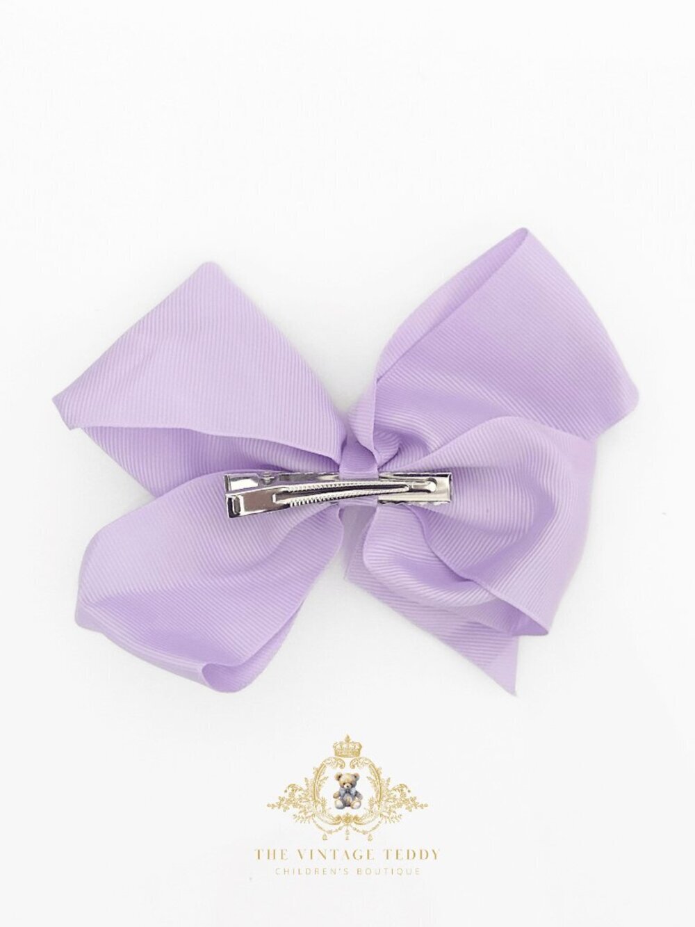 Pretty Girls Hair Bows Grosgrain Ribbon Clips Hair Accessories Lavender 6 Inch - Picture 3 of 3